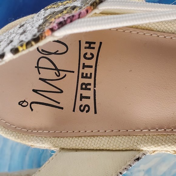 Impo stretch Taedra multicolor Phyton print wedges platform slip on sandals 8.5 - Picture 5 of 12